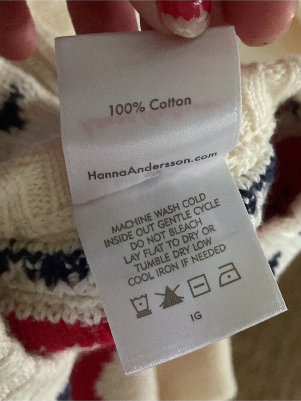 Hanna Andersson Cream Knit Holiday Sweater Dress with Red Accents